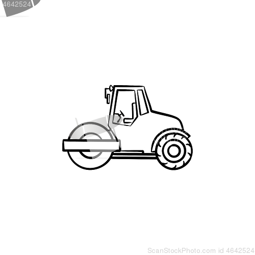 Image of Steamroller hand drawn sketch icon.