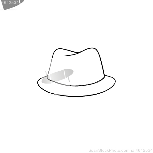 Image of Fedora hat hand drawn sketch icon.