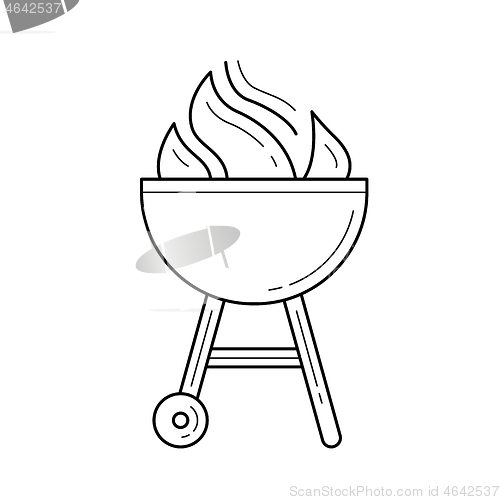 Image of Charcoal grill vector line icon.