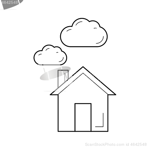 Image of Carbon dioxide emission vector line icon.