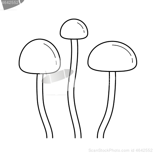 Image of Agaric mushroom vector line icon.