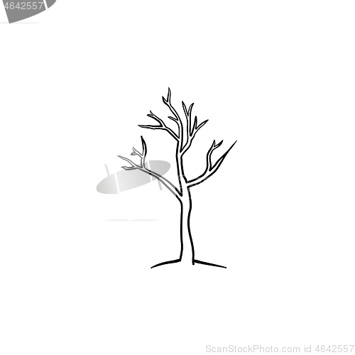 Image of Dry tree hand drawn sketch icon.