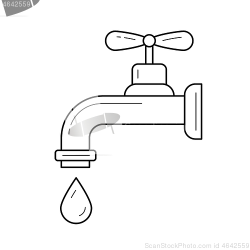 Image of Water pipe with clean drop vector line icon.