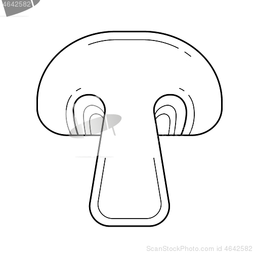 Image of Button mushroom vector line icon.