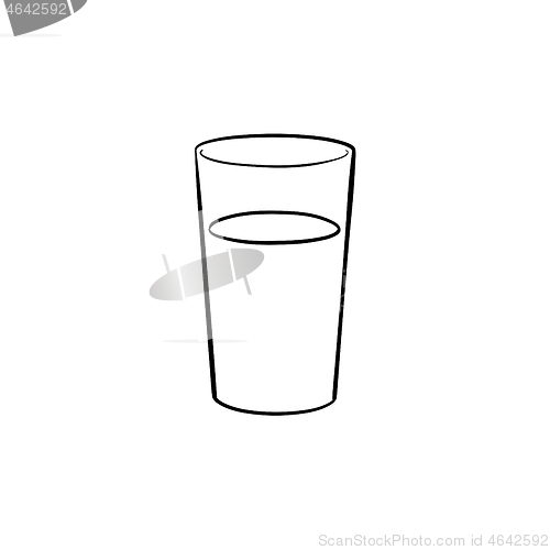 Image of Glass of water hand drawn sketch icon.