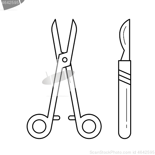 Image of Surgical instruments line icon.