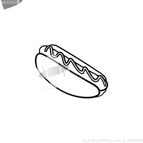 Image of Hotdog hand drawn sketch icon.