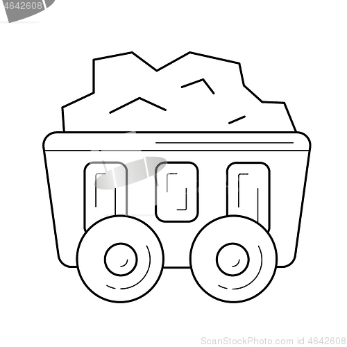 Image of Mining cart vector line icon.