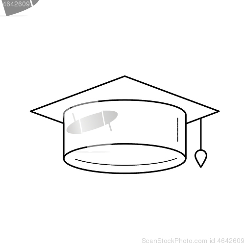 Image of Graduation cap vector line icon.