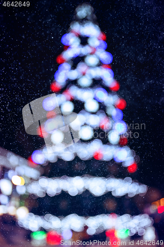 Image of Colorful Defocused Christmas Tree Lights