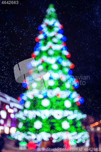 Image of Colorful Defocused Christmas Tree Lights