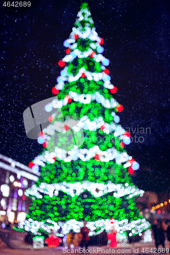 Image of Colorful Defocused Christmas Tree Lights
