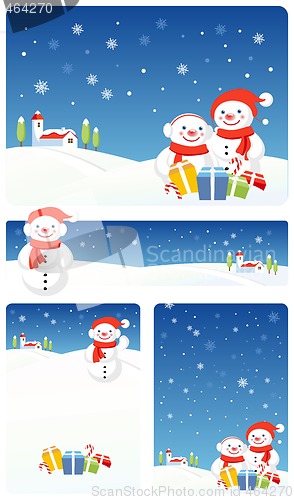 Image of Christmas backgrounds set: Snowman