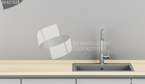 Image of Kitchen with wood and gray colors