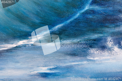 Image of Original oil painting showing waves in ocean or sea details.