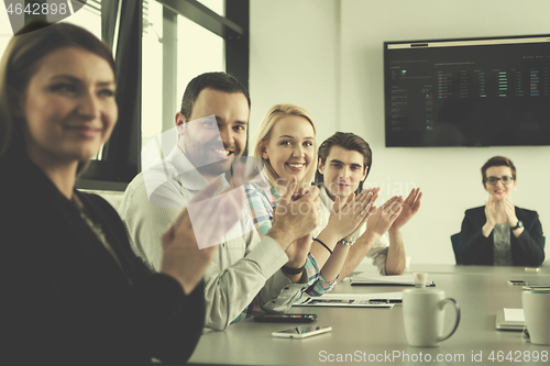 Image of Group of young people meeting in startup office