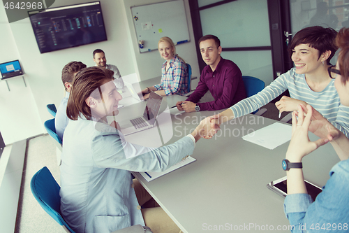 Image of Business Team At A Meeting at modern office building