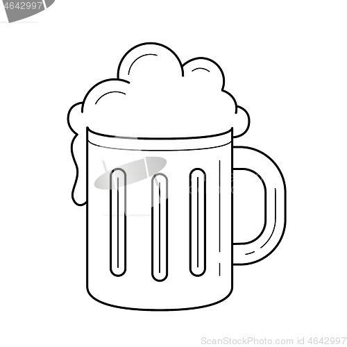 Image of Mug of beer vector line icon.