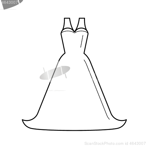 Image of Bride dress vector line icon.