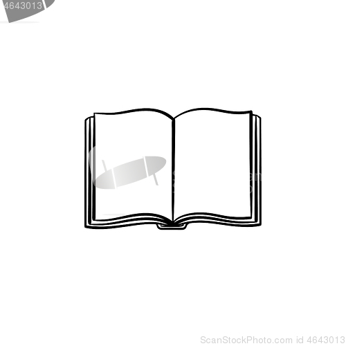 Image of Open student book hand drawn sketch icon.