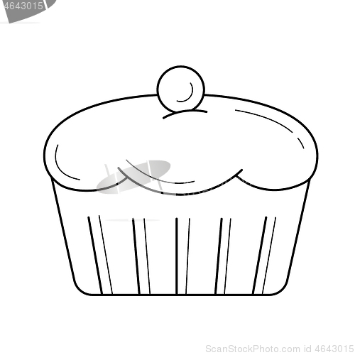 Image of Cupcake vector line icon.
