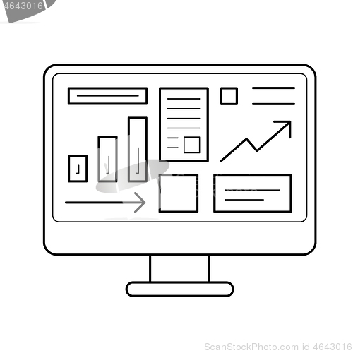 Image of Computer system vector line icon.