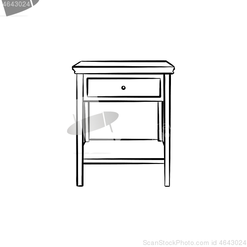 Image of Desktop with shelves hand drawn sketch icon.