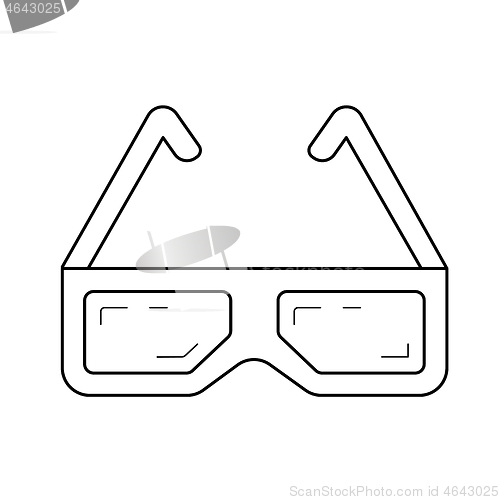 Image of Three d cinema glasses line icon.