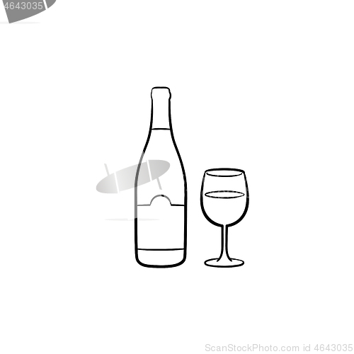 Image of Wine bottle hand drawn sketch icon.