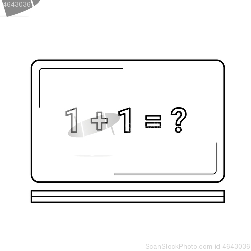 Image of Blackboard with math task vector line icon.