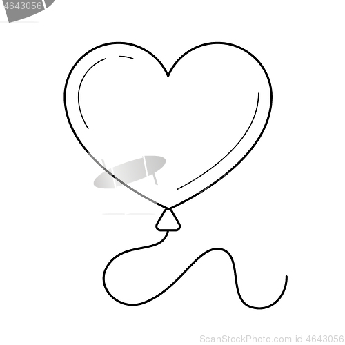 Image of Heart balloon vector line icon.