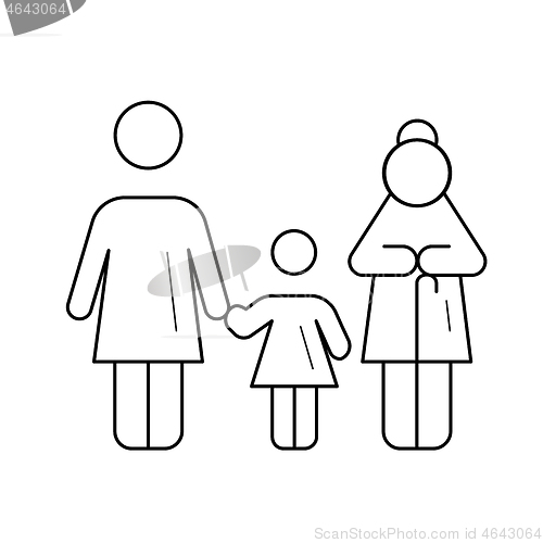 Image of Family generation vector line icon.