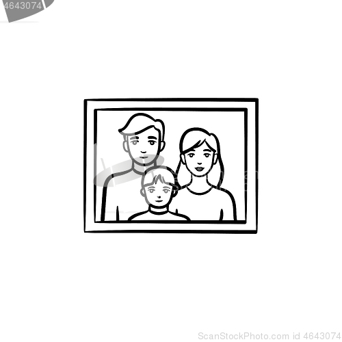 Image of Family photo frame hand drawn sketch icon.