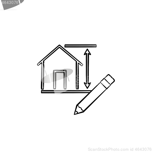 Image of House design hand drawn sketch icon.