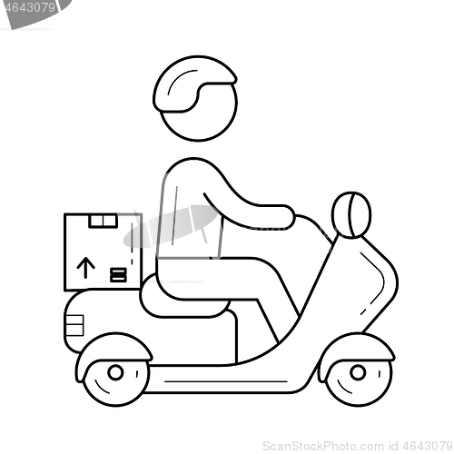 Image of Delivery boy vector line icon.