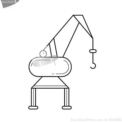 Image of Port crane vector line icon.