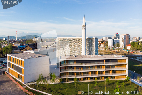 Image of Modern archiecture of islamic religious cultural centre under construction in Ljubljana, Slovenia, Europe