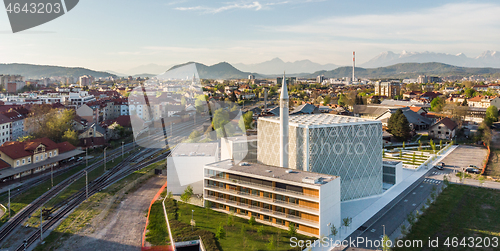 Image of Modern archiecture of islamic religious cultural centre under construction in Ljubljana, Slovenia, Europe