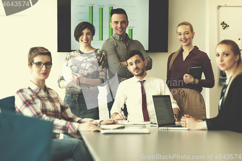 Image of portrait of business people group at modern office meeting room