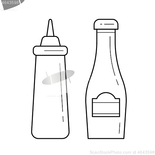 Image of Ketchup and mustard vector line icon.