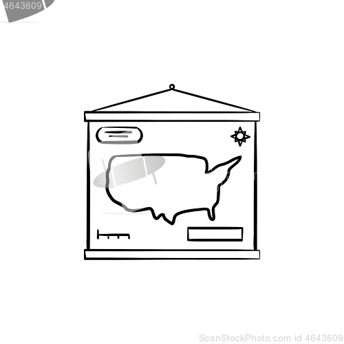 Image of World map hand drawn sketch icon.