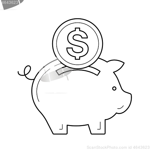 Image of Piggy bank for money save vector line icon.