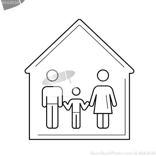 Image of Family house vector line icon.