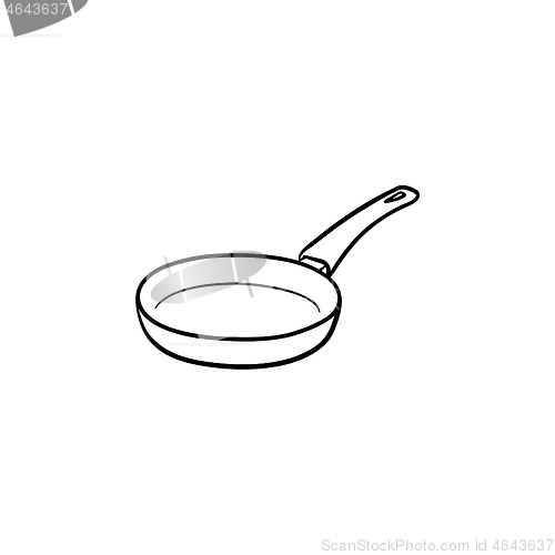 Image of Frying pan hand drawn sketch icon.