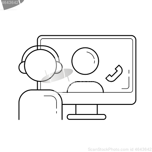 Image of Online education vector line icon.