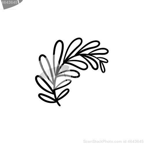 Image of Leaves on branch hand drawn sketch icon.