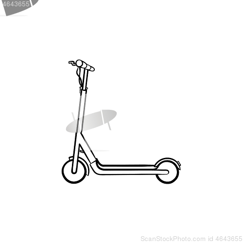 Image of Kick scooter hand drawn sketch icon.