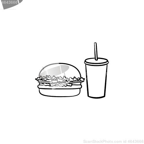 Image of Food and beverage takeaway hand drawn sketch icon.