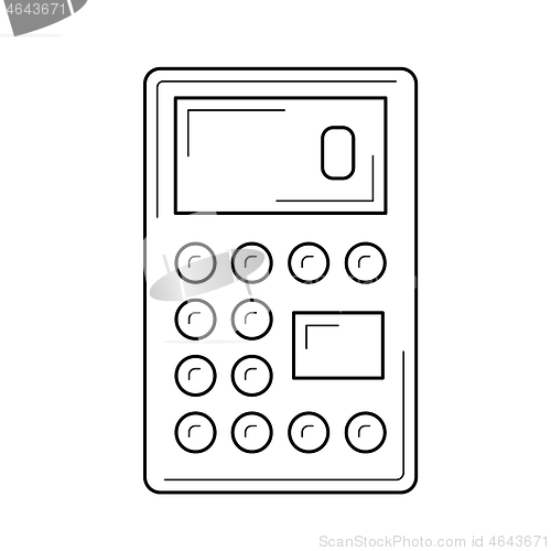 Image of Calculator for count vector line icon.