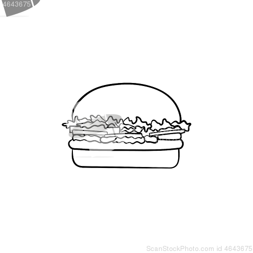 Image of Burger hand drawn sketch icon.